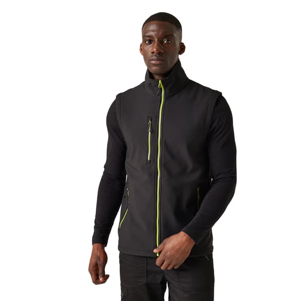 Regatta Professional Herr Softshell 2-lagers värmeväst M Svart Black/Lime Green M