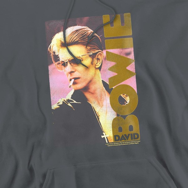 David Bowie Smokin Hoodie för män M Gråmelerad Charcoal M