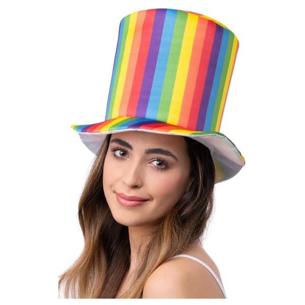 Smiffys Deluxe Pride Regnbågsrandig Hög Hatt One Size Multicolo Multicoloured One Size