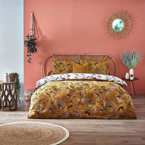 Furn Wildlings Tropiskt Täcke Set Singel Ockra Gul Ochre Yellow Single