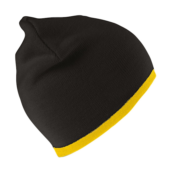 Result Unisex Vuxen Reversibel Fashion Beanie One Size Svart/Gul Black/Yellow One Size