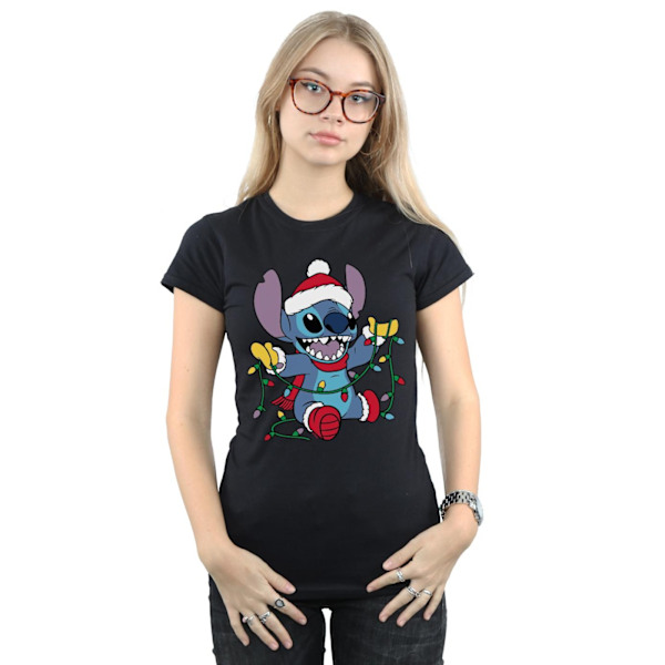 Disney Dam/Kvinnor Lilo Och Stitch Julbelysning Bomull T- Black S
