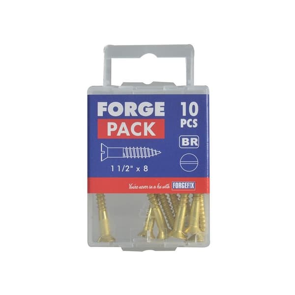 Forgefix Träskruvar, Spårskruv, Försänkt, Mässing 1.1/2 tum x 8 ForgePack Multi Colour 1.1/2in x 8 ForgePack 10