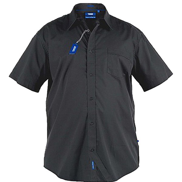 D555 Herr Aeron Kingsize kortärmad klassisk vanlig skjorta 3XL Black 3XL