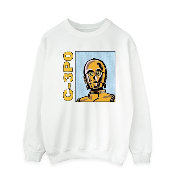 Star Wars C3PO Line Art Sweatshirt för män, M, vit White M