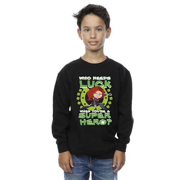 Marvel Boys St Patrick's Day Black Widow Luck Sweatshirt 12-13 Black 12-13 Years