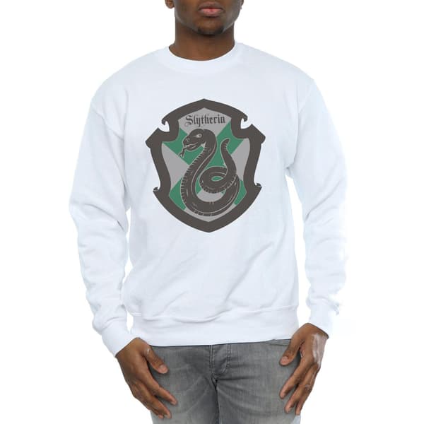Harry Potter Herr Slytherin Crest Flat Sweatshirt M Vit White M