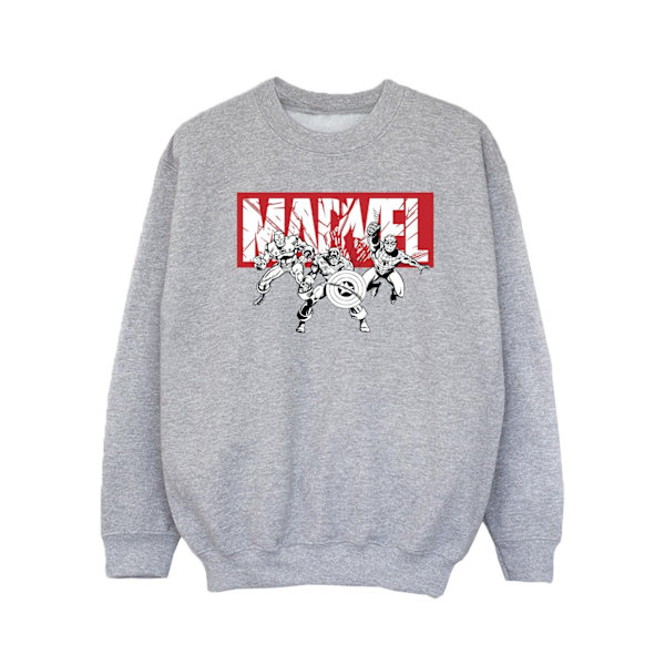 Marvel Girls Comics Hero Group Sweatshirt 7-8 år Sports Grey Sports Grey 7-8 Years