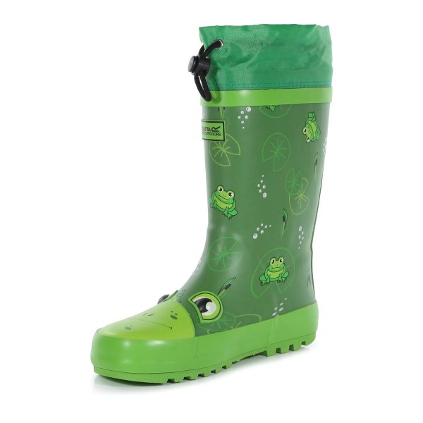 Regatta Childrens/Kids Mudplay Jnr Frog Square Wellington Boots Frog Green 3 UK