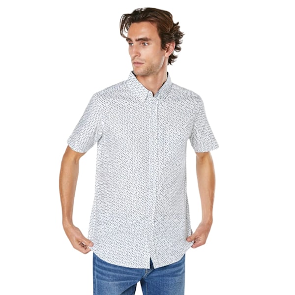 Maine Mens Peak Ditsy Print Kortärmad Skjorta L Vit White L