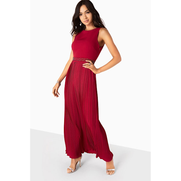 Little Mistress Dam/Damer Madison Dekorerad Midja Maxi Dr Berry Pink 10 UK