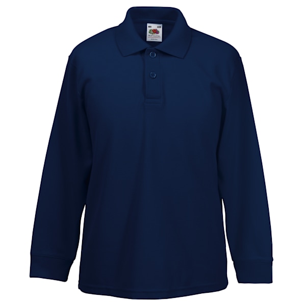 Fruit Of The Loom Barnkläder Långärmad 65/35 Pique Polo / Barn Polotröjor 7-8 Mörkblå Deep Navy 7-8