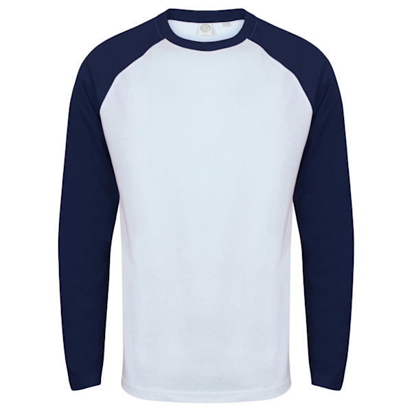 Skinnifit Herr Raglan Långärmad Baseball T-Shirt S Vit / Ox White / Oxford Navy S