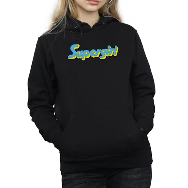 DC Comics Dam/Kvinnor Supergirl Text Logo Hoodie XL Svart Black XL