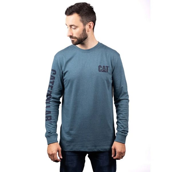 Caterpillar Mens Trademark Banner Long-Sleeved T-Shirt XXL Teal Teal XXL