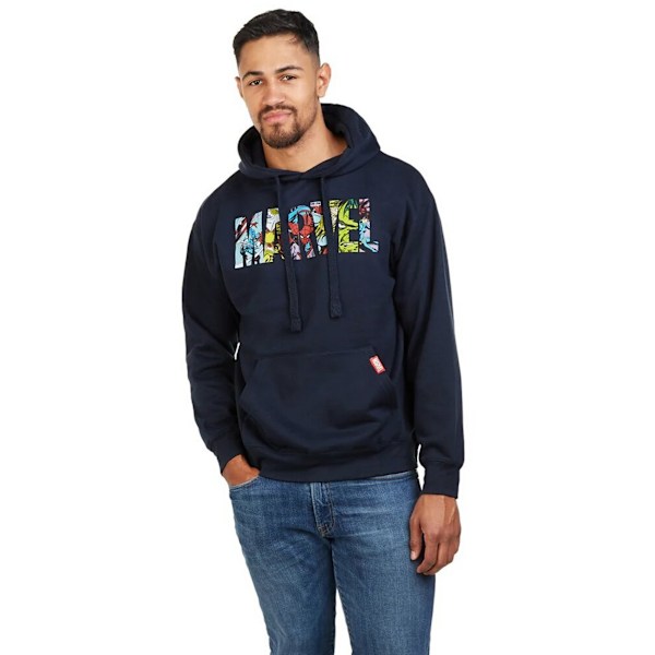 Marvel Herrkaraktärer Logotyp Hoodie M Marinblå Navy M