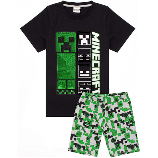 Minecraft Pojkar Kort Pyjamasset 6-7 År Svart/Grön/Grå Black/Green/Grey 6-7 Years