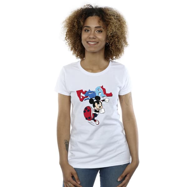 Disney Dam/Dam Mickey Mouse Målskytt Pose Bomulls T-shirt White M