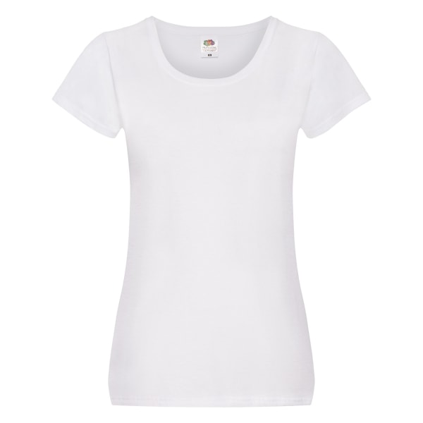 Fruit of the Loom Dam/Dam Original Plain Lady Fit T-shirt White 14 UK