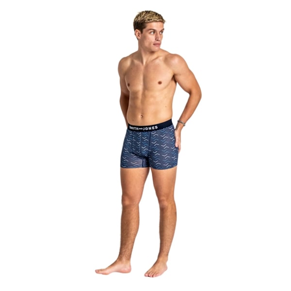 Smith & Jones Herr Zyden Boxershorts med Olika Mönster (Pack om Blue/Black/Navy XL
