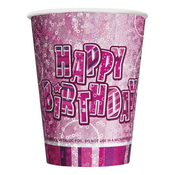 Unique Party 9oz Prism Cup - Rosa Glitz En Storlek Rosa Pink One Size