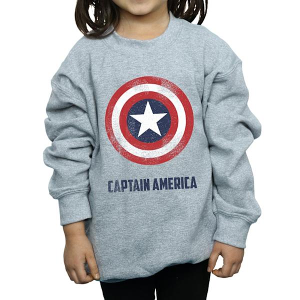 Marvel Girls Captain America Shield Text Sweatshirt 12-13 år Sports Grey 12-13 Years