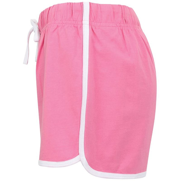 Skinni Fit Dam/Kvinnors Retro Träning / Fitness Sport Shorts Bright Pink/ White XS