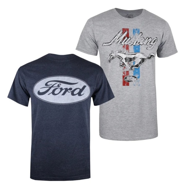 Ford T-shirt herr (2-pack) S Marinblå/grå/röd Navy/Grey/Red S