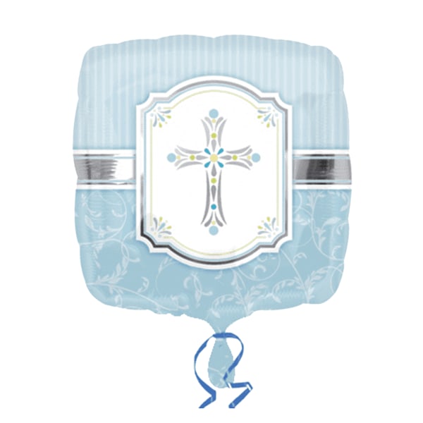 Amscan 18 tum Communion Blessings fyrkantig folieballong för pojkar/flickor Blue One Size