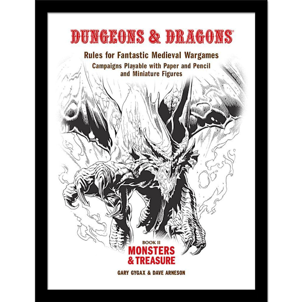 Dungeons & Dragons Monsters & Treasure inramad affisch 40cm x 30c White/Black/Red 40cm x 30cm
