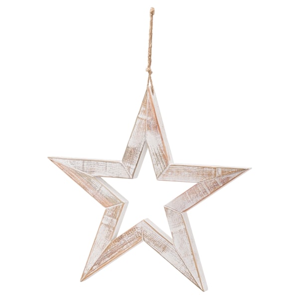 Hill Interiors Sparkle Trästjärna Hängande Prydnad En Storlek Br Brown/White One Size