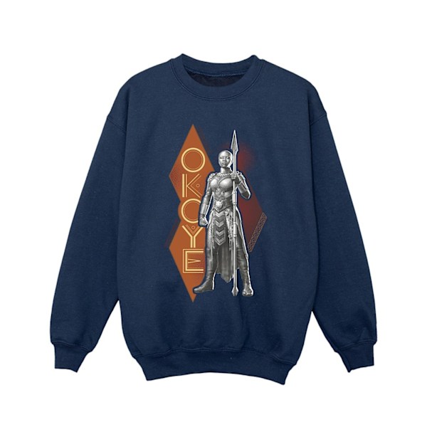 Marvel Girls Wakanda Forever Okoye Stance Sweatshirt 3-4 år Navy Blue 3-4 Years