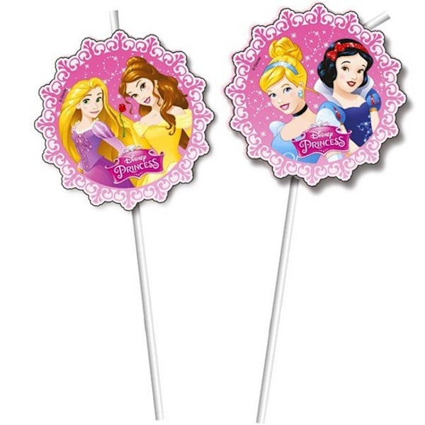 Disney Princess Engångssugrör (6-pack) One Size Rosa/Vit Pink/White One Size