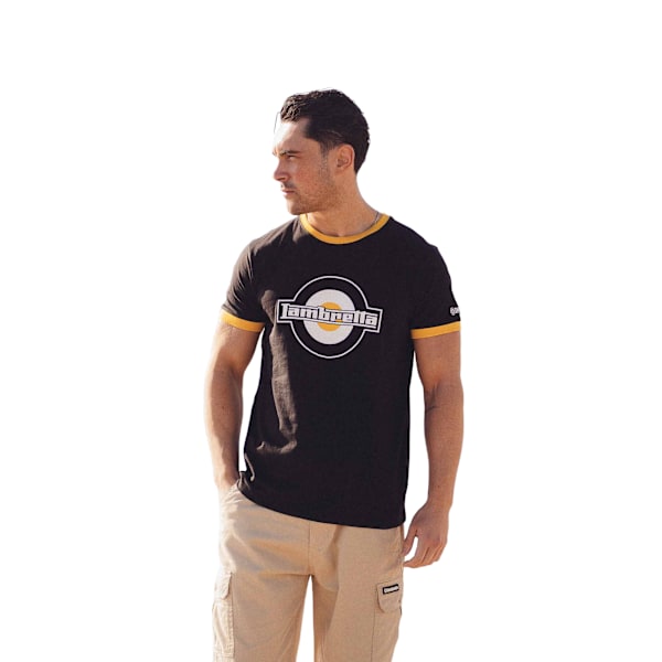 Lambretta Herr SS25 Ringer Logotyp T-Shirt 4XL Svart/Guld Black/Gold 4XL