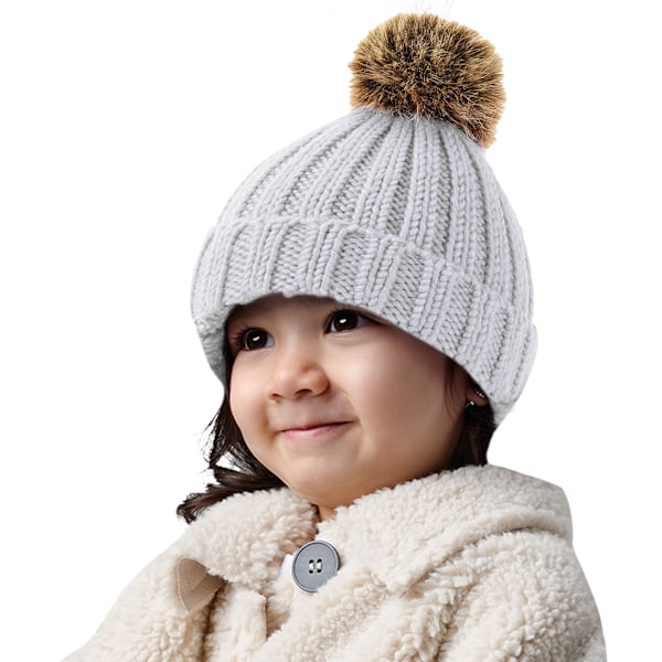 Beechfield Baby Pom Pom Chunky Beanie One Size Light Grey Light Grey One Size