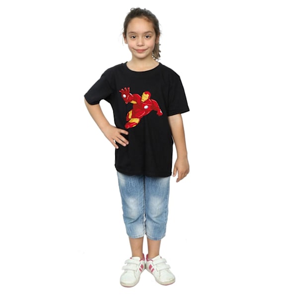 Marvel Girls Iron Man Enkel Bomull T-shirt 7-8 År Svart Black 7-8 Years