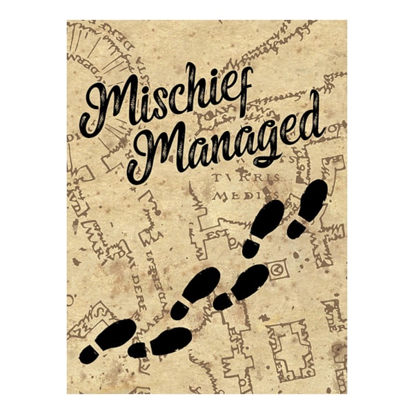 Harry Potter Mischief Managed inramad duktryck 60cm x 80cm B Brown/Black 60cm x 80cm