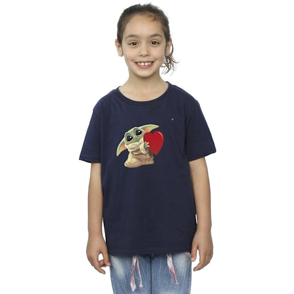 Star Wars Girls The Mandalorian The Kids With Heart Bomull T-Sh Navy Blue 7-8 Years