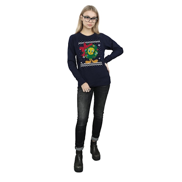 Looney Tunes Dam/Damer Tweety Pie Jul Fair Isle Sweatshirt Navy Blue M