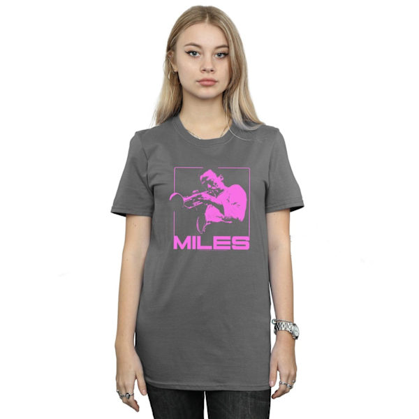Miles Davis Dam/Kvinnor Rosa Kvadrat Bomull Boyfriend T-Shirt Charcoal XL