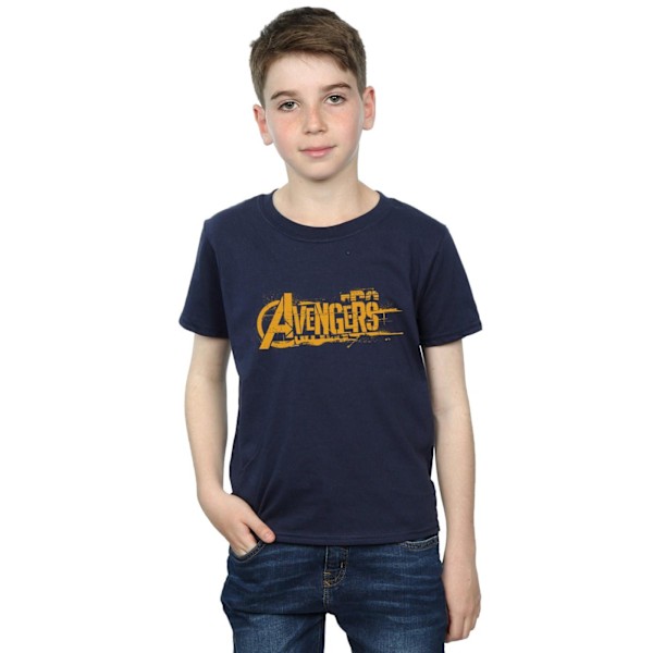 Marvel Boys Avengers Infinity War Orange Logo T-Shirt 7-8 år Navy Blue 7-8 Years