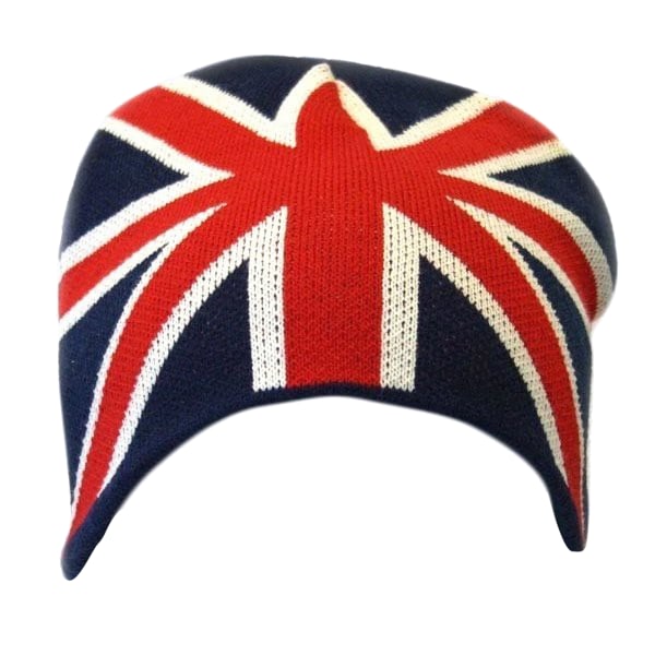 Män Storbritannien Union Jack Flag Winter Beanie Hat One Size N Navy/White/Red One Size