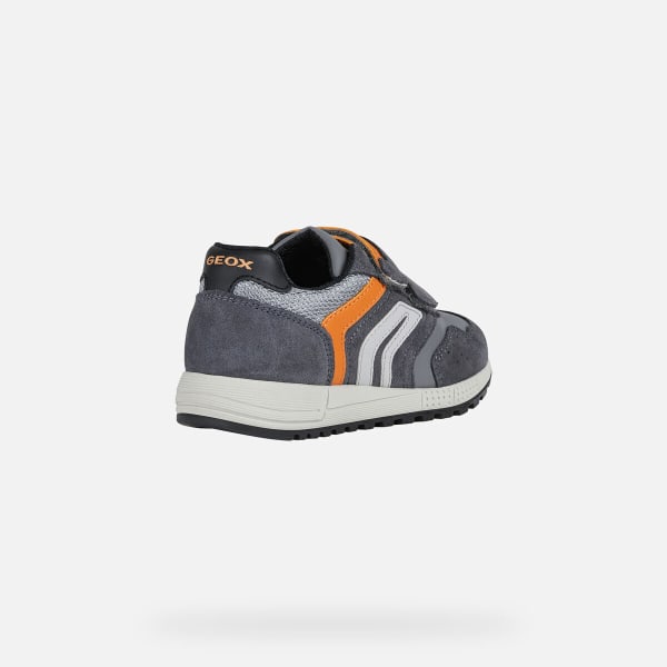 Geox Boys Alben Läder Sneakers 1.5 UK Grå/Orange Grey/Orange 1.5 UK