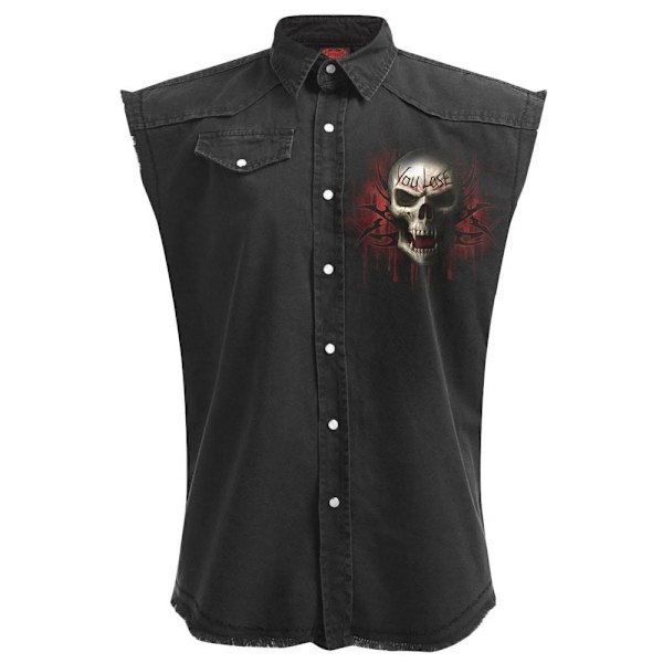 Spiral Direct Unisex Vuxen Game Over Stone Wash Ärmlös Skjorta Black XL