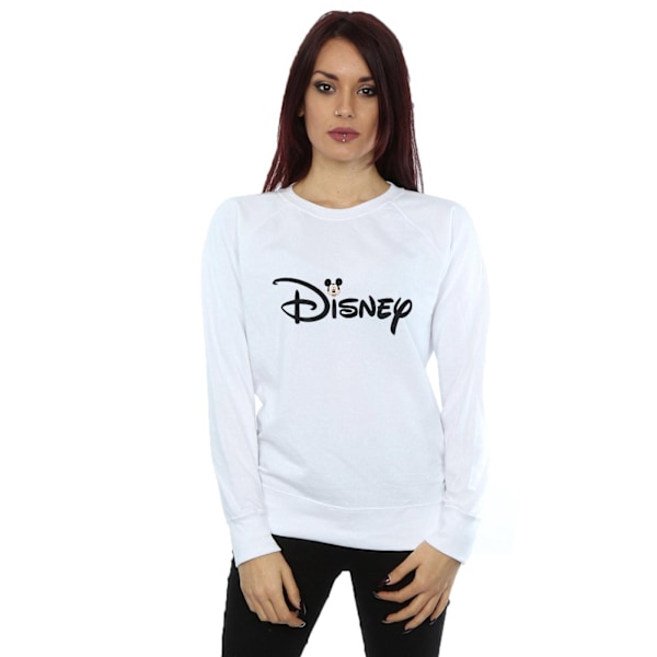 Disney Dam/Kvinnor Mickey Mouse Logo Huvtröja XL Vit White XL