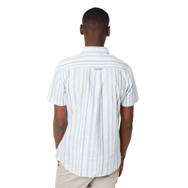 Maine herrrandig dobby pastellfärgad kortärmad skjorta M vit White M
