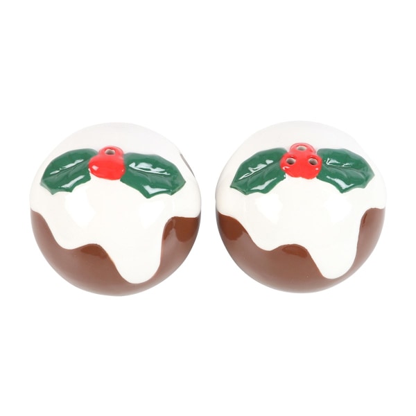 Something Different Christmas Pudding Salt and Pepper Shakers O Brown/Green/White One Size