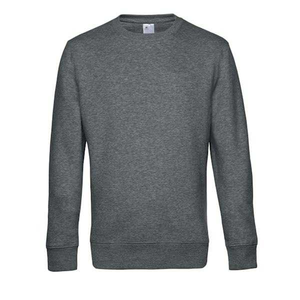 B&C Herr King Rundhals Tröja L Mellan Grå Melering Mid Grey Heather L