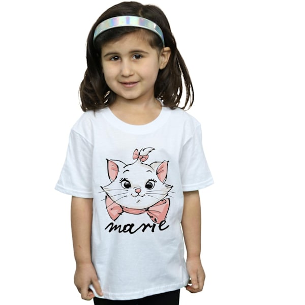 Disney Girls The Aristocats Marie Sketch Face Bomull T-shirt 3- White 3-4 Years