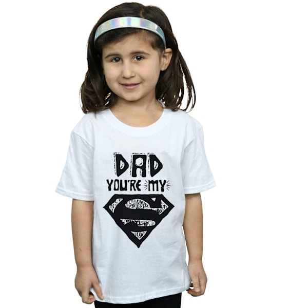 DC Comics Girls Superman Super Dad Bomull T-shirt 7-8 år Vit White 7-8 Years